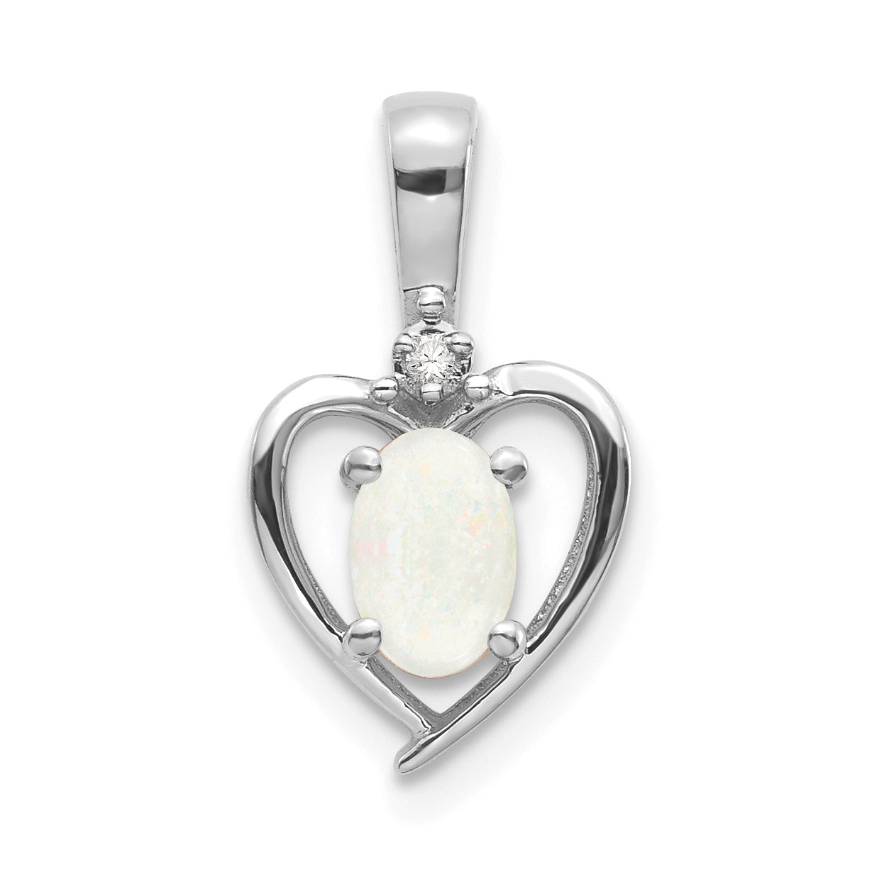 14K White Gold Opal Diamond Pendant