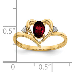 14k Garnet and Diamond Heart Ring