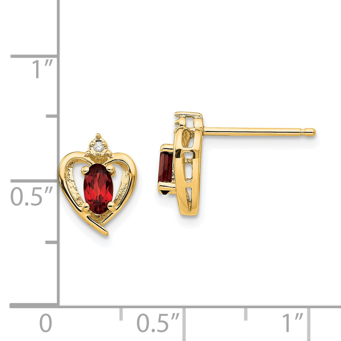 14k Garnet and Diamond Heart Earrings