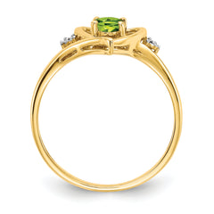 14k Peridot and Diamond Heart Ring