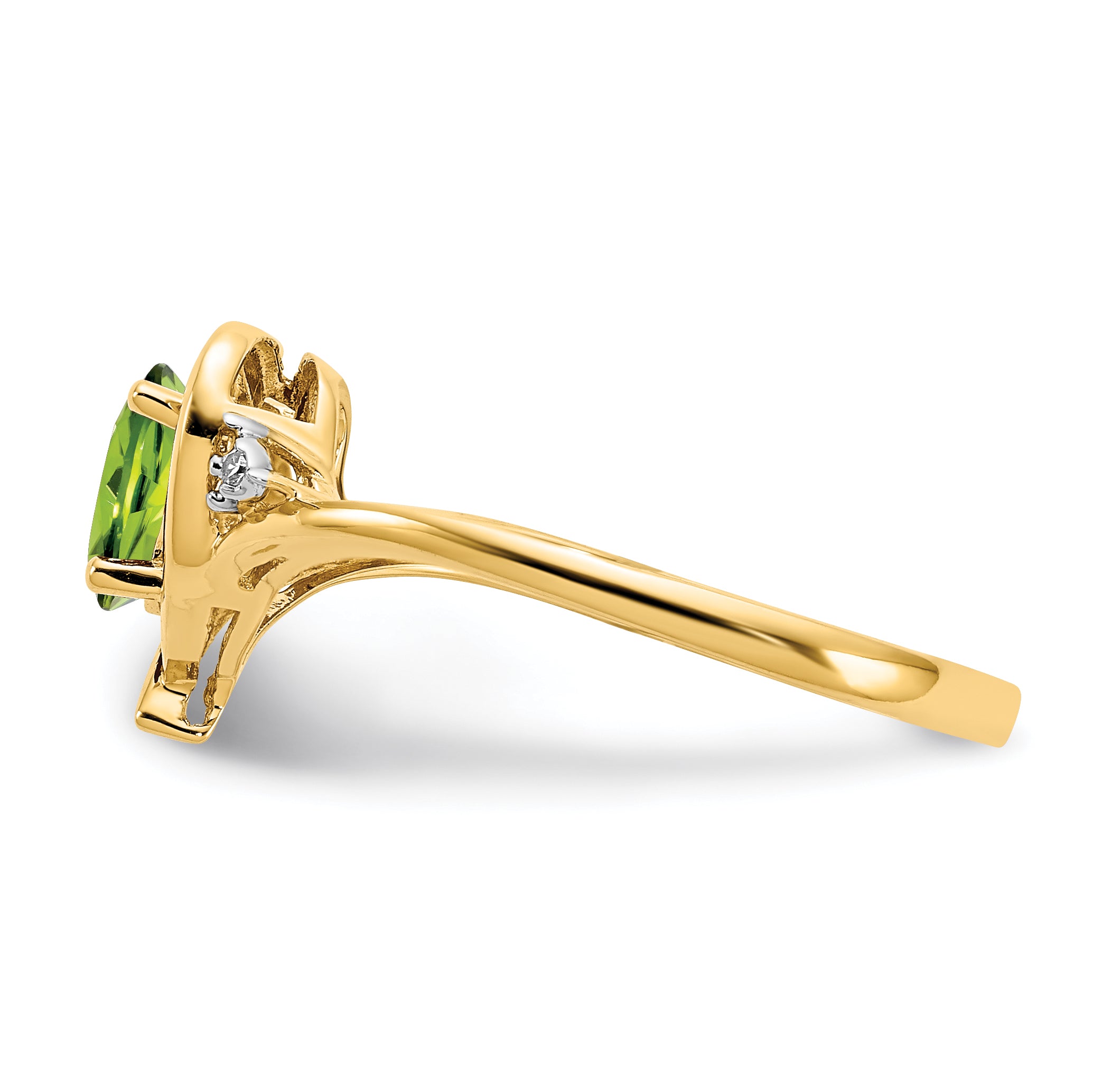 14k Peridot and Diamond Heart Ring