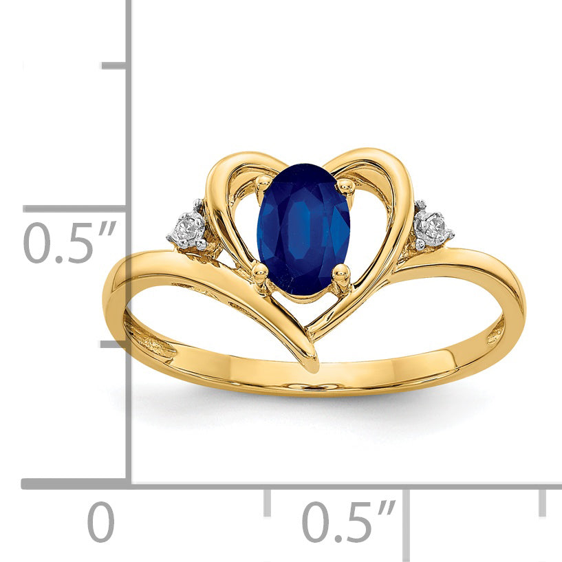 14k Sapphire and Diamond Heart Ring