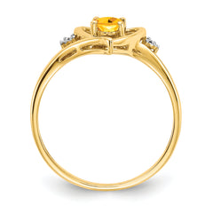 14k Citrine and Diamond Heart Ring