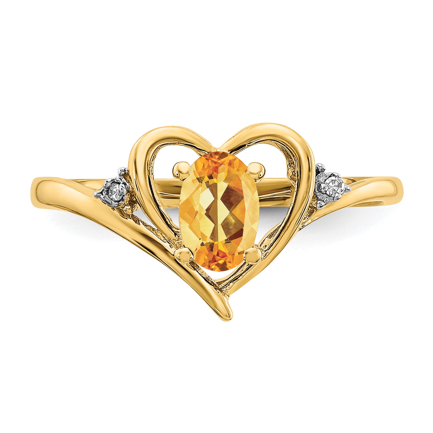 14k Citrine and Diamond Heart Ring