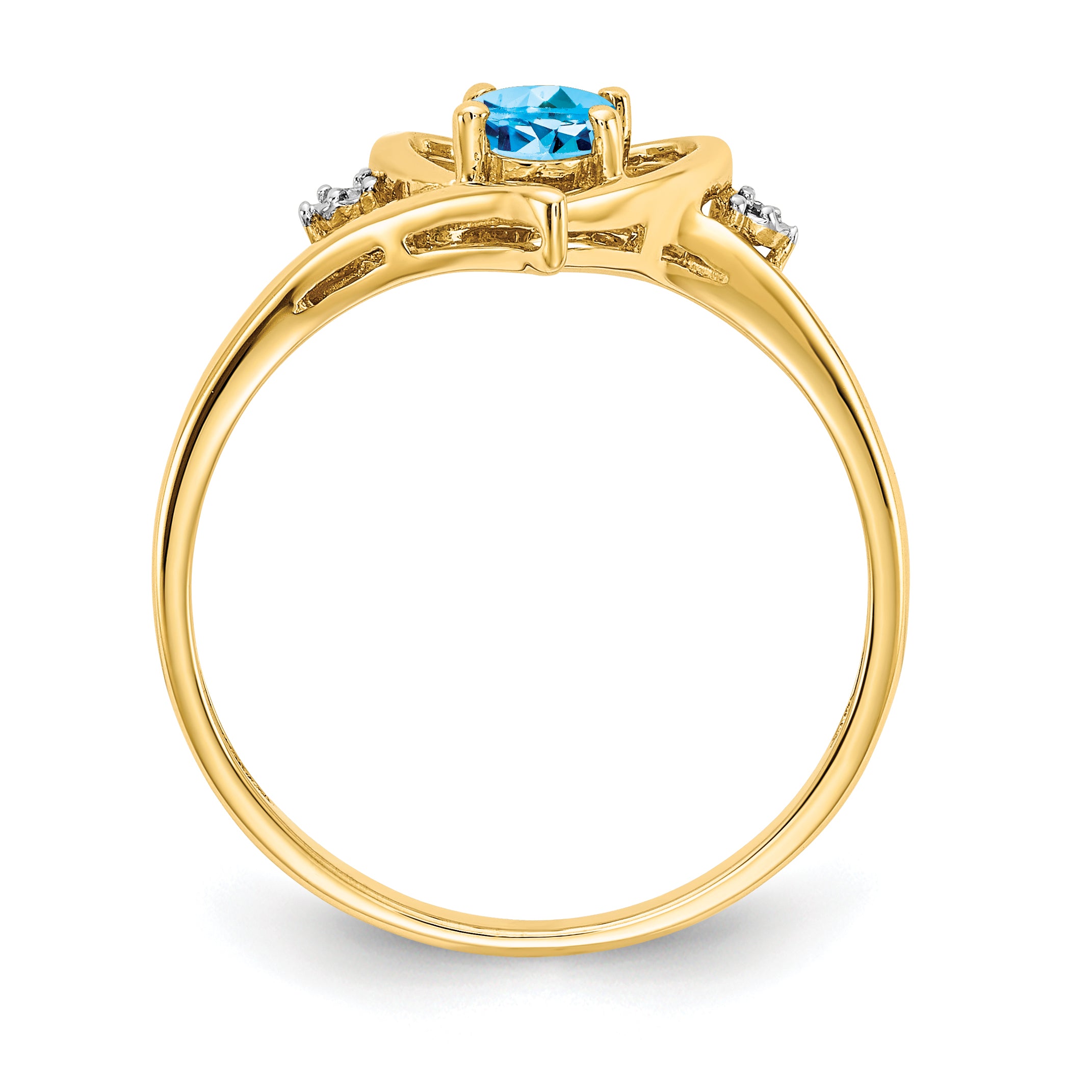 14k Blue Topaz and Diamond Heart Ring