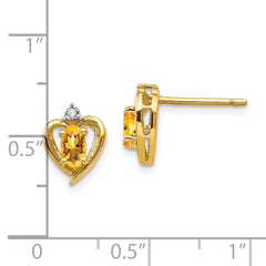 14k Citrine and Diamond Heart Earrings