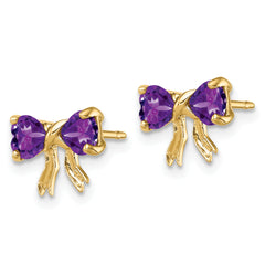 14k Gold Polished Amethyst Bow Post Earrings