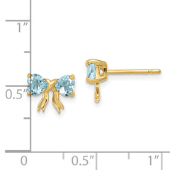 14k Gold Polished Aquamarine Bow Post Earrings