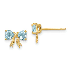 14k Gold Polished Aquamarine Bow Post Earrings