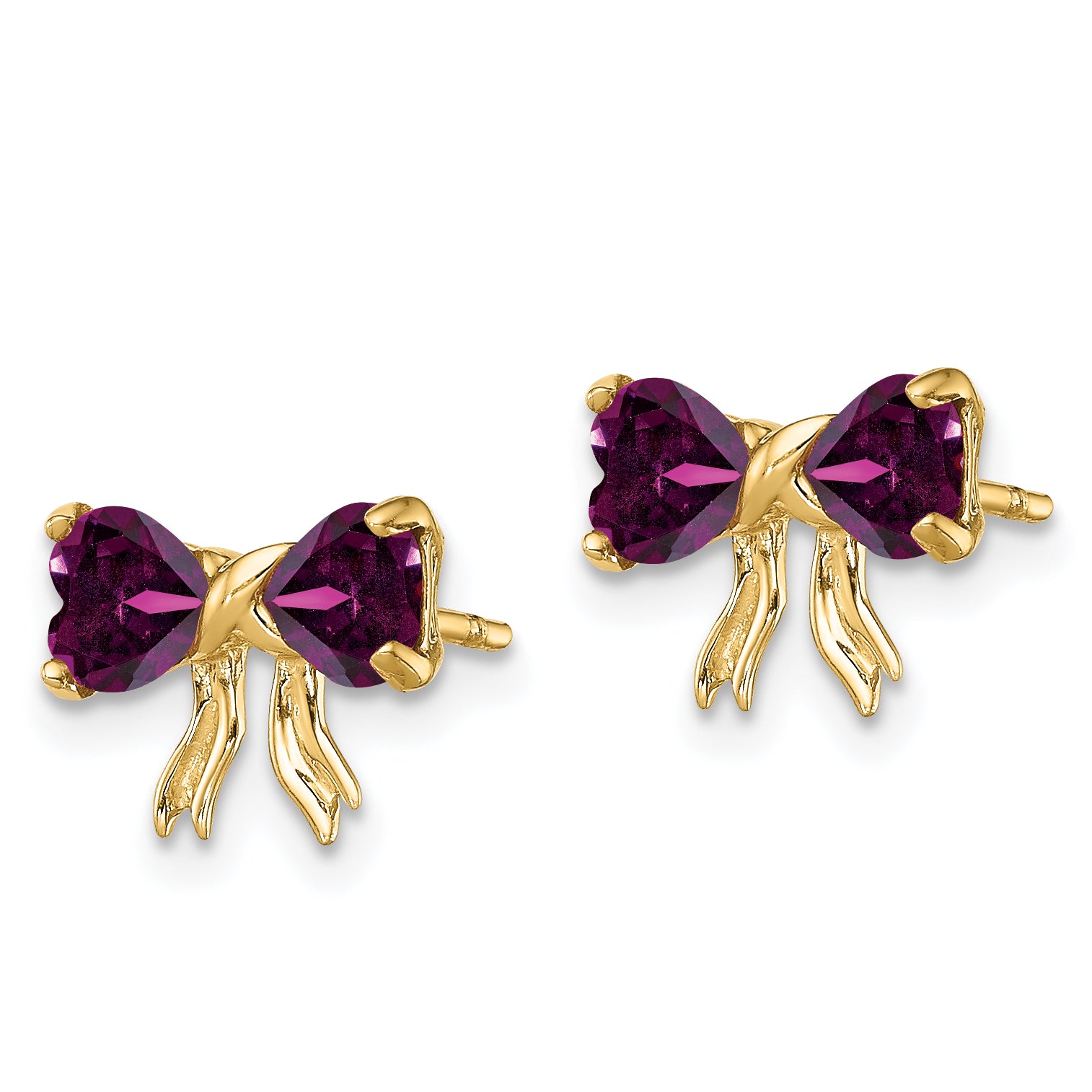 14k Gold Polished Rhodolite Bow Post Earrings