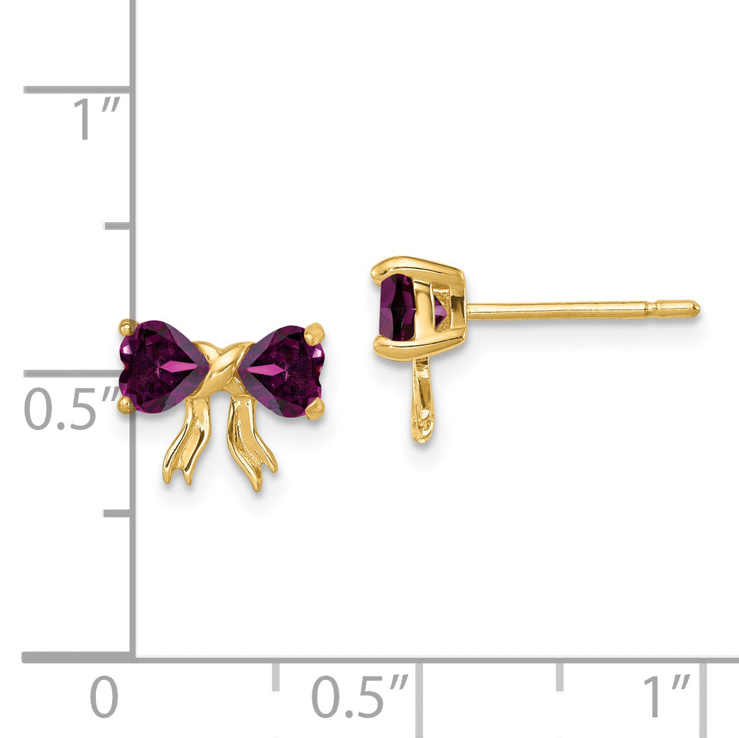 14k Gold Polished Rhodolite Bow Post Earrings