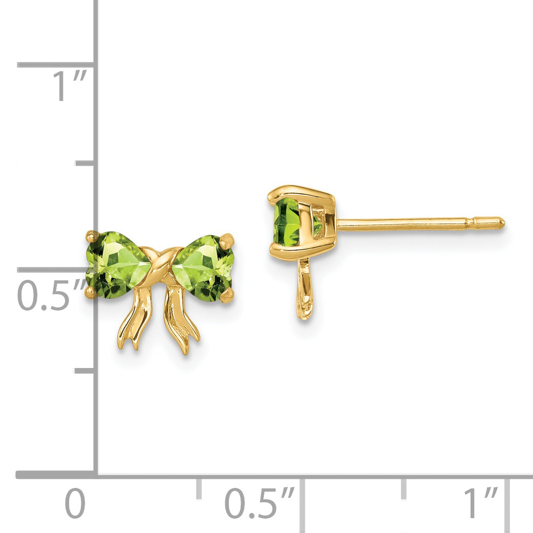 14k Gold Polished Peridot Bow Post Earrings