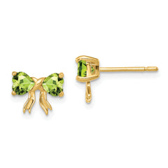 14k Gold Polished Peridot Bow Post Earrings