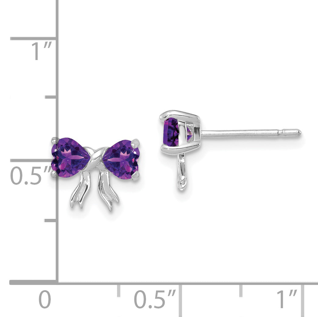 14k White Gold Polished Amethyst Bow Post Earrings