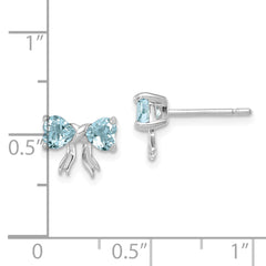 14k White Gold Polished Aquamarine Bow Post Earrings