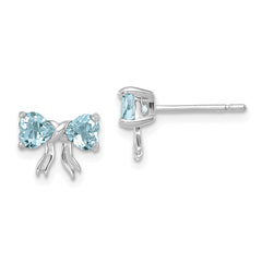 14k White Gold Polished Aquamarine Bow Post Earrings