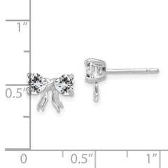 14k White Gold Polished White Topaz Bow Post Earrings