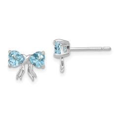 14k White Gold Polished Light Swiss Blue Topaz Bow Post Earrings