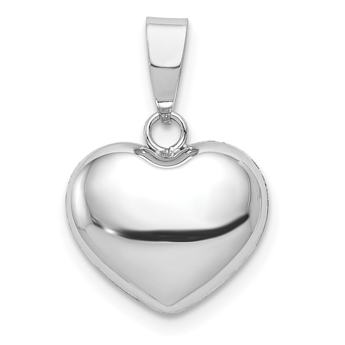 14K White Gold Puffed Heart Pendant