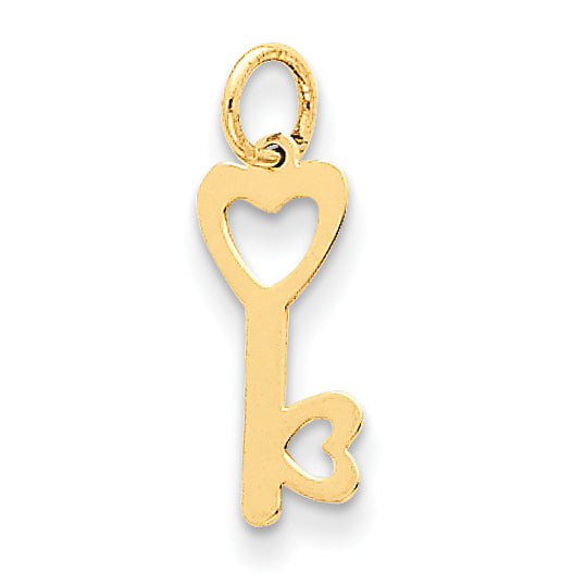 14K Heart-Shaped Key Charm