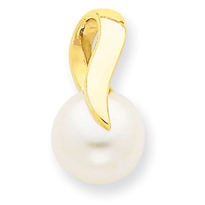 14K 8-9mm White Button Freshwater Cultured Pearl Pendant Slide