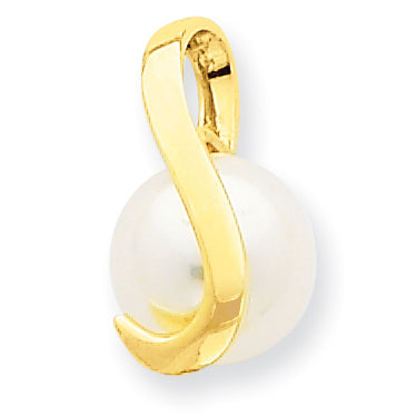 14K 8-9mm White Button Freshwater Cultured Pearl Pendant Slide