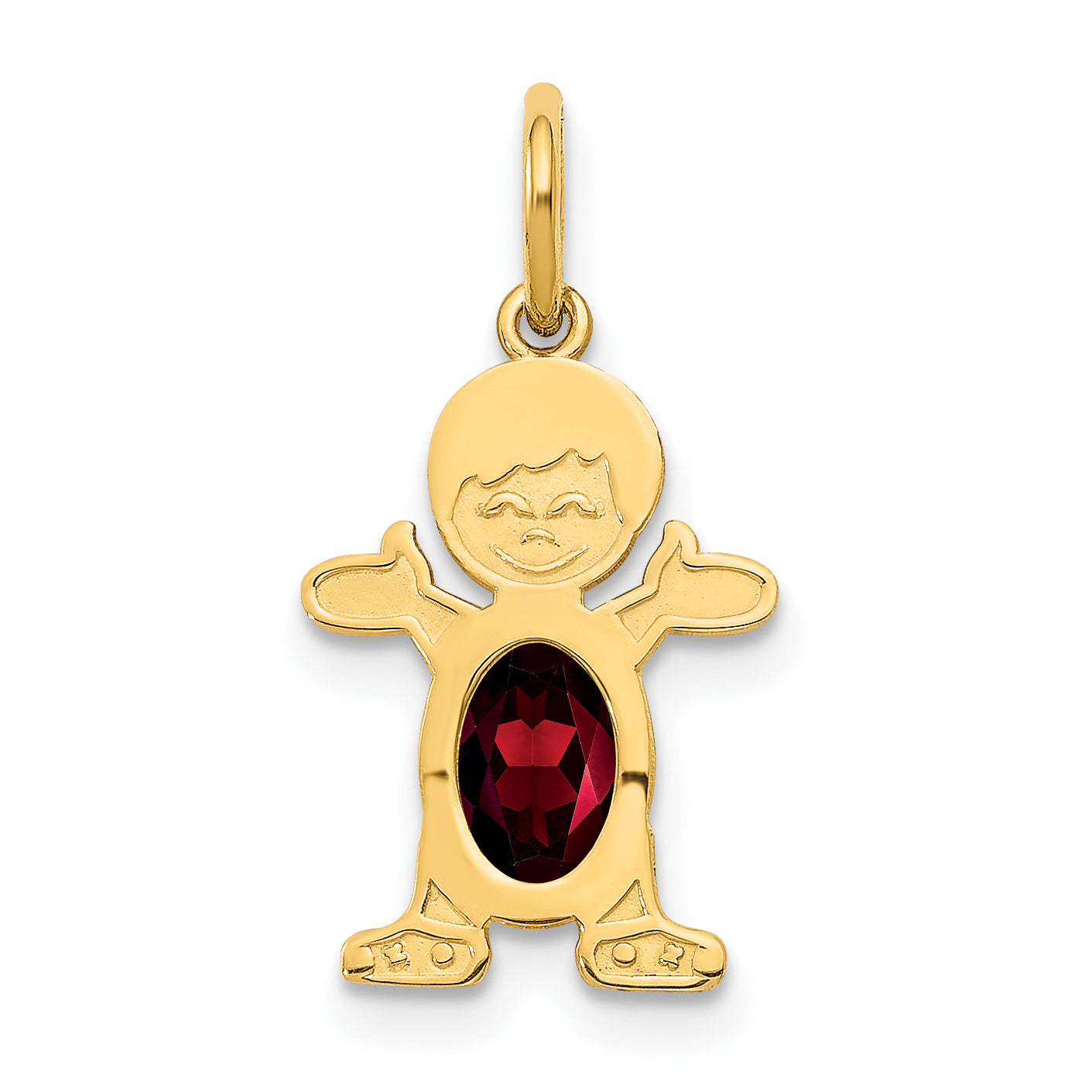 14K Boy 6x4 Oval Genuine Garnet-January