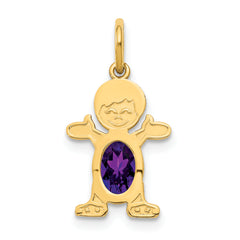 14K Boy 6x4 Oval Genuine Amethyst-February