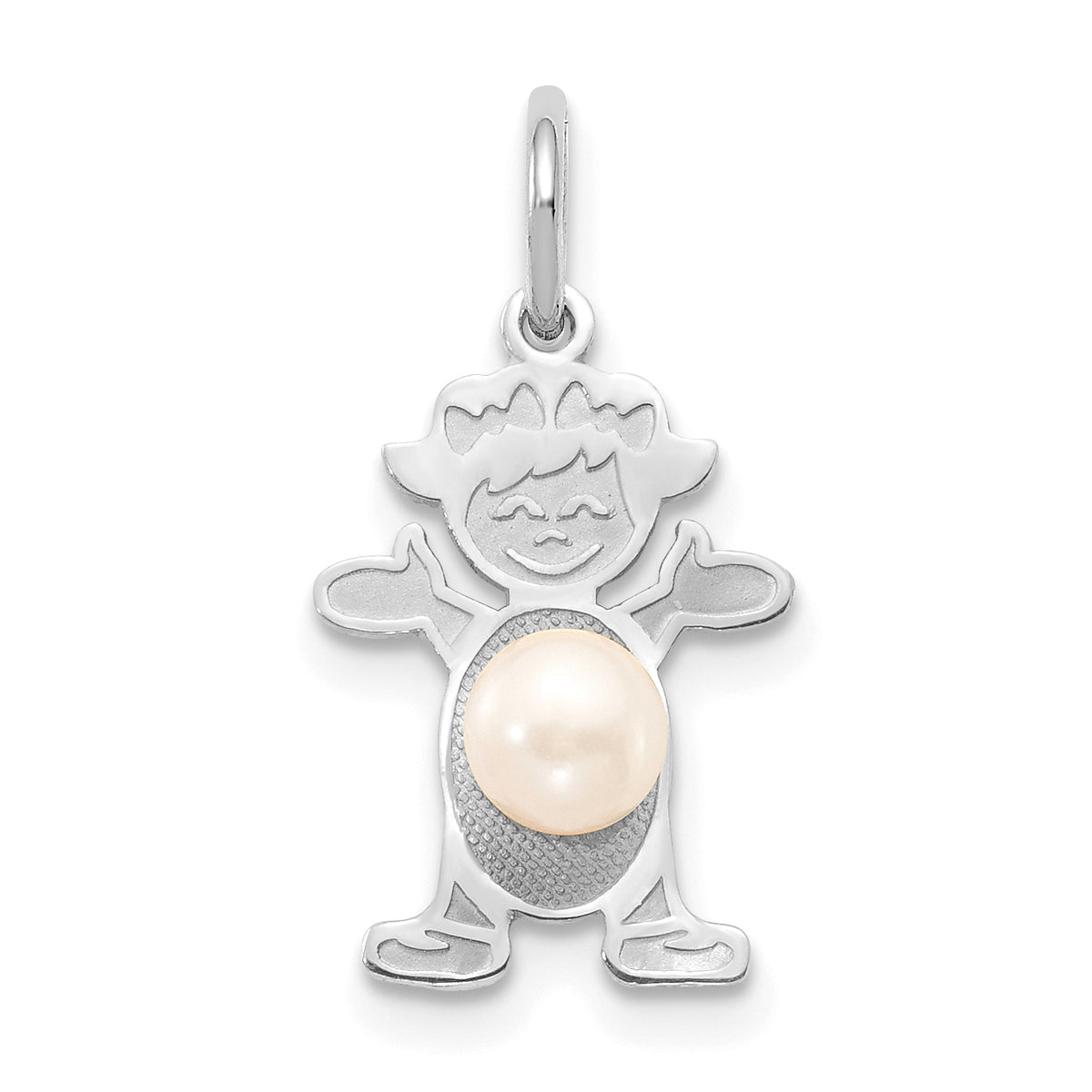 14K White Gold Girl 4mm FW Cultured Pearl-June