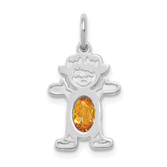 14K White Gold Girl 6x4 Oval Genuine Citrine-November