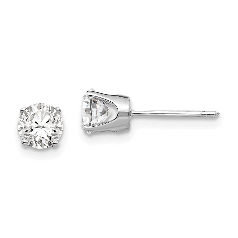 14K White Gold 5mm Round Stud Earring Mounting With backs