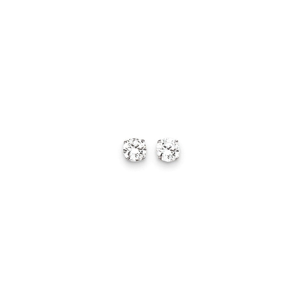 14K White Gold 6.5mm Round Stud Earring Mounting With backs