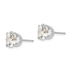 14K White Gold 8mm Round Stud Earring Mounting With backs