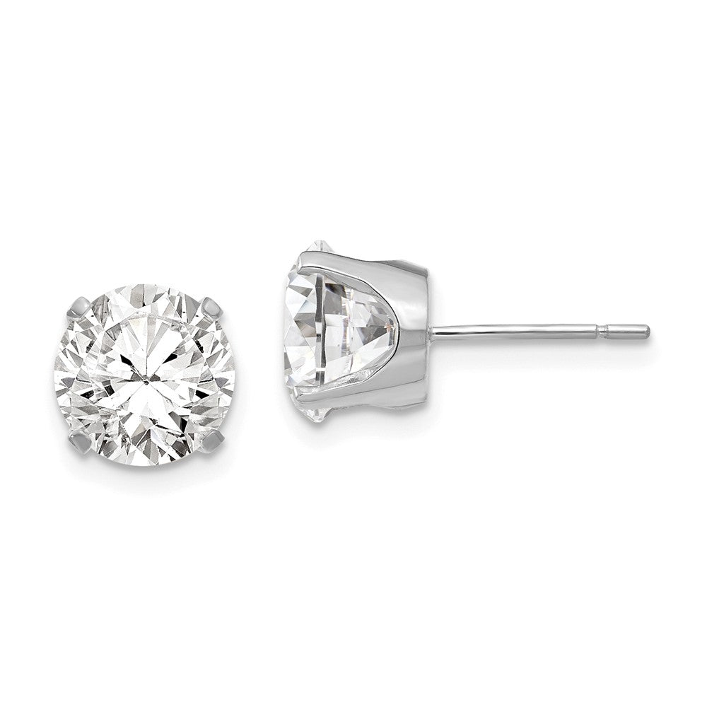 14K White Gold 8mm Round Stud Earring Mounting With backs