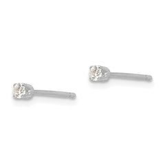 14K White Gold 2.25mm Round Stud Earring Mounting With backs