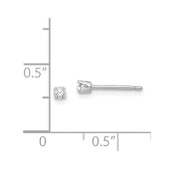 14k White Gold 2.25mm Round Stud Earring Mounting w/backs