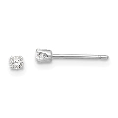 14K White Gold 2.25mm Round Stud Earring Mounting With backs