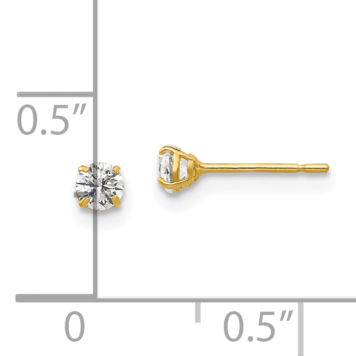 14k 3mm Round CZ Post Earrings