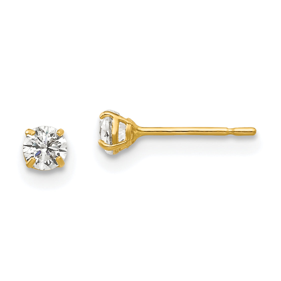 14k 3mm Round CZ Post Earrings