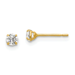 14k 3mm Round CZ Post Earrings