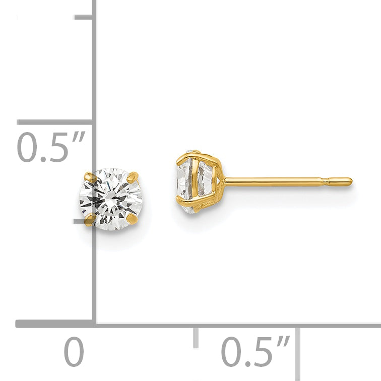 14k 4mm Round CZ Post Earrings