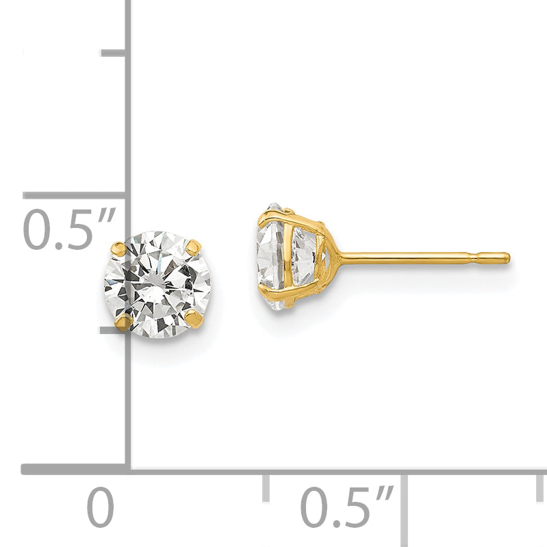 14k 5mm Round CZ Post Earrings