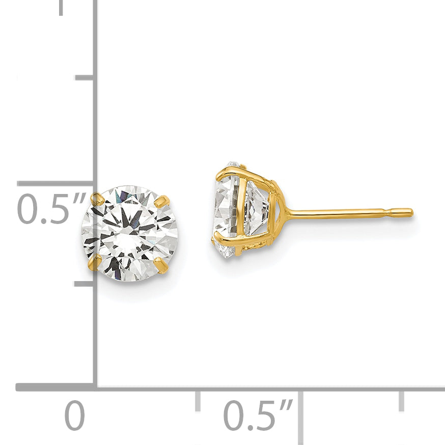 14k 6mm Round CZ Post Earrings