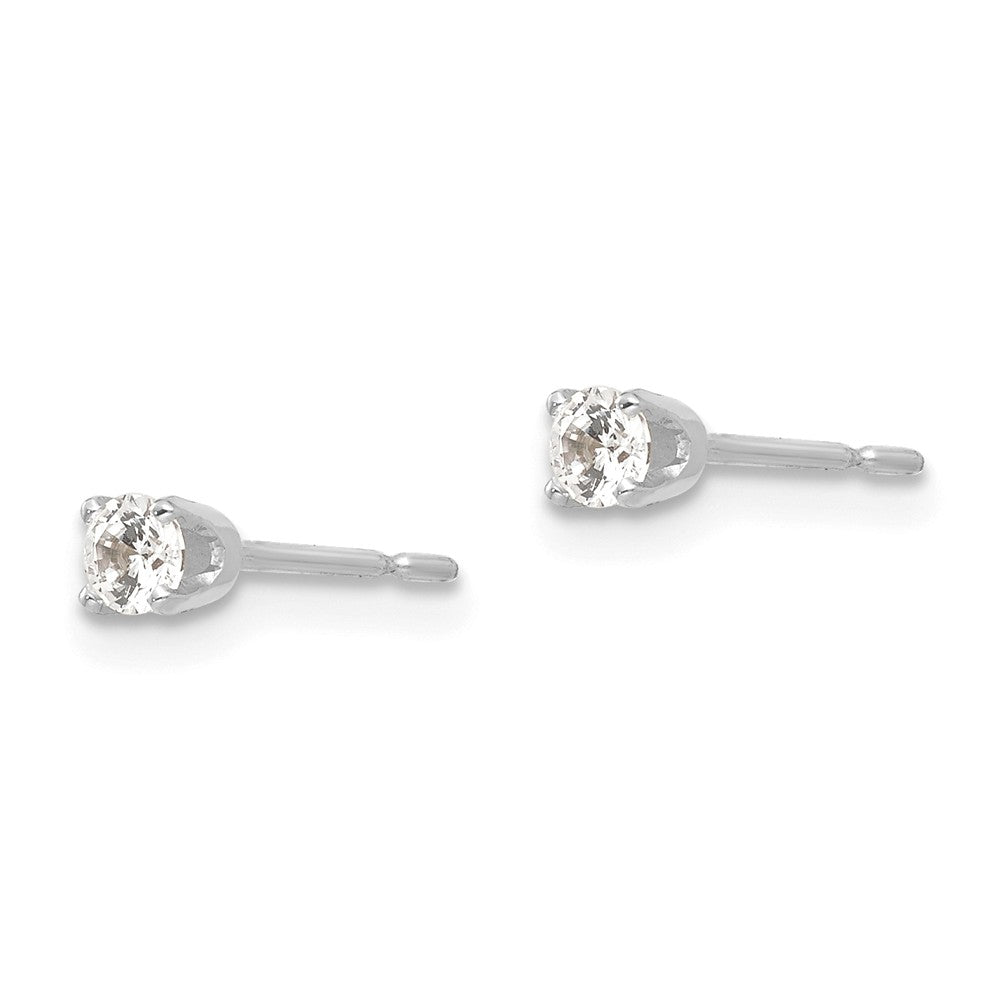 14K White Gold 2.75mm Round Stud Earring Mounting With backs