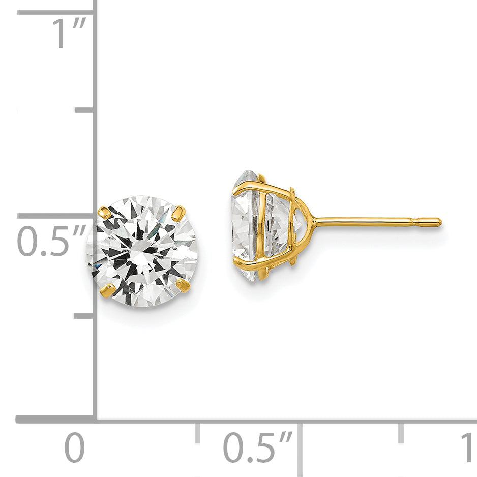 14k 7mm Round CZ Post Earrings