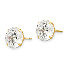 14k 9mm Round CZ Post Earrings