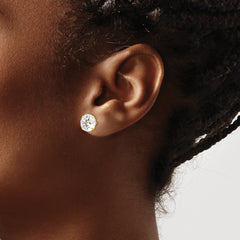 14k 9mm Round CZ Post Earrings