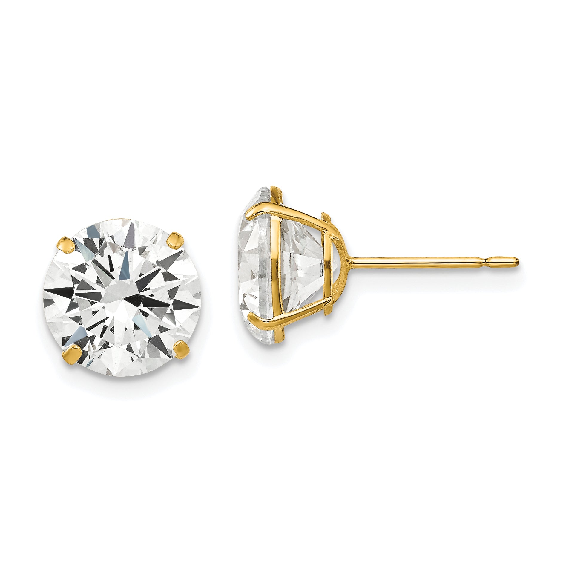 14k 9mm Round CZ Post Earrings