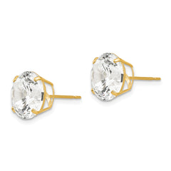 14k 10mm Round CZ Post Earrings