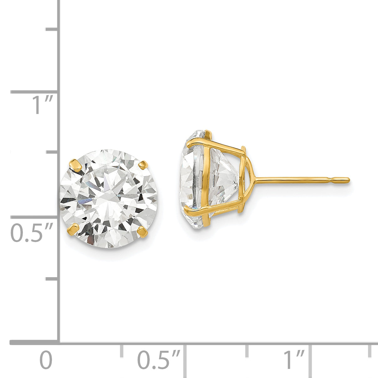 14k 10mm Round CZ Post Earrings